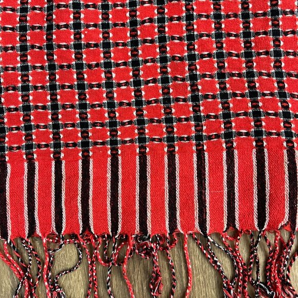 Pashmina Red Blue Check Shaw Scarf Wrap - Picture 4 of 11
